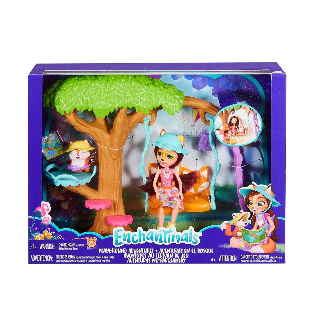 Mattel ENCHANTIMALS Playground Adventures PLAYSET + Felicity Fox Doll & Flick Figure