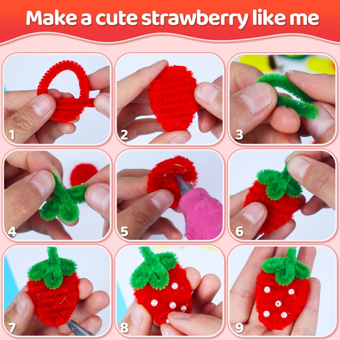 Praisebank Yellow Pipe Cleaners for Crafts, 1000pcs, Chenille Stems for DIY Projecets, Arts & Crafts Supplies for Festival Party Decorations