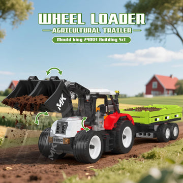 Mould King 24093 Farm Wheel Loader Building Sets, 504+ Pieces Mini World City Series Construction Sets, Farm Toys for Boy Age 8+