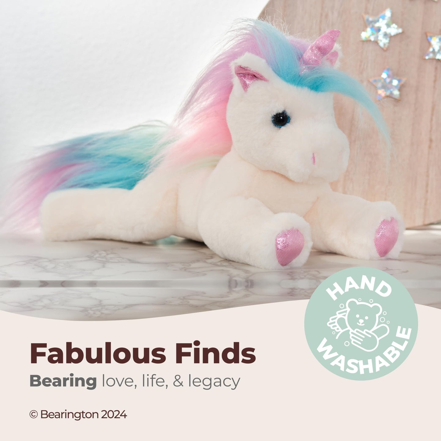 Bearington Rainbow Shimmers Unicorn Stuffed Animal - 10" Fluffy and Cuddly White Stuffed Unicorn Plush with Soft Plush Fur for Play and Cuddles