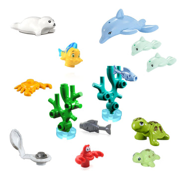 LEGO Friends Animals Ocean Pack - 12 Various Sea Ocean Items (Coral Reefs, Stingray, Dolphins Crabs, Fish, Clam, and Turtles) Very Small