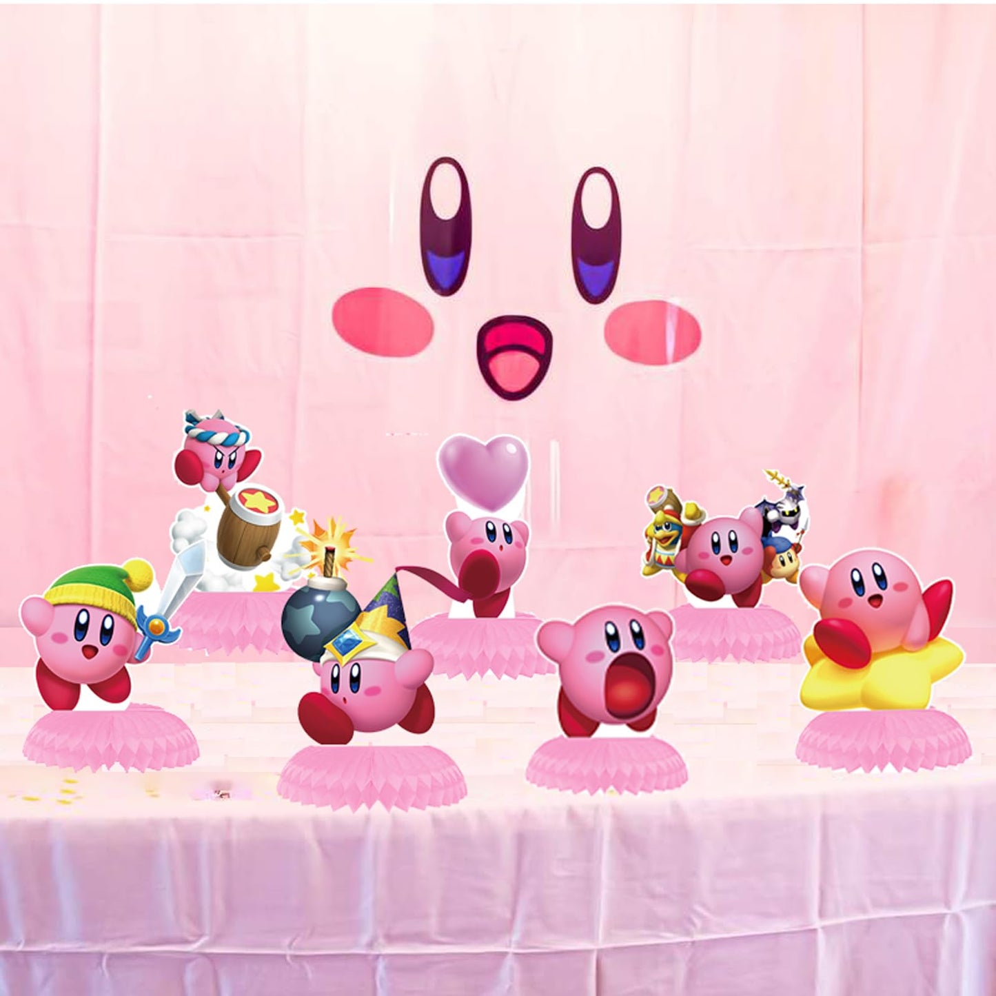 Cartoon Star Birthday Party Supplies, 7Pcs Game Theme Party Centerpieces Table Toppers, Photo Booth Props, Double Side Cake Toppers, for Girls Boys