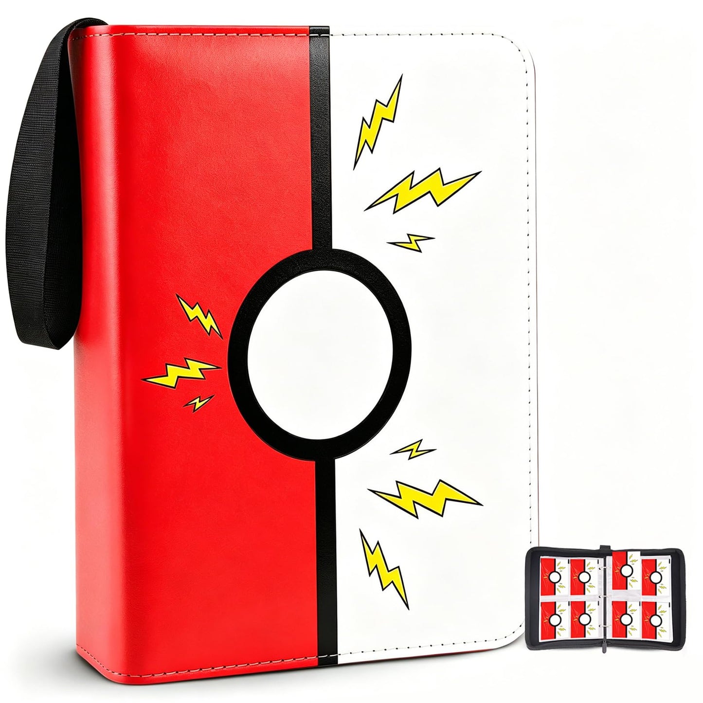 Trading Card Binder for Kids - 400 Cards Capacity Zipper Album with Portable Strap, Double Sided 8 Pocket Pages for MTG Yu-Gi-Oh Baseball Card