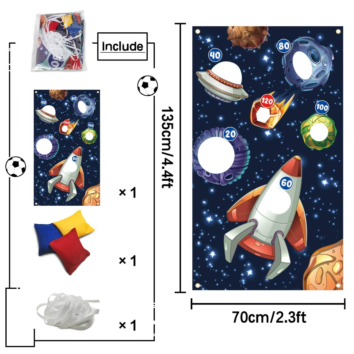 Outer Space Toss Games Banner Backdrop Indoor or Outdoor Galaxy Theme Birthday Party Decorations Supplies for Adults Family