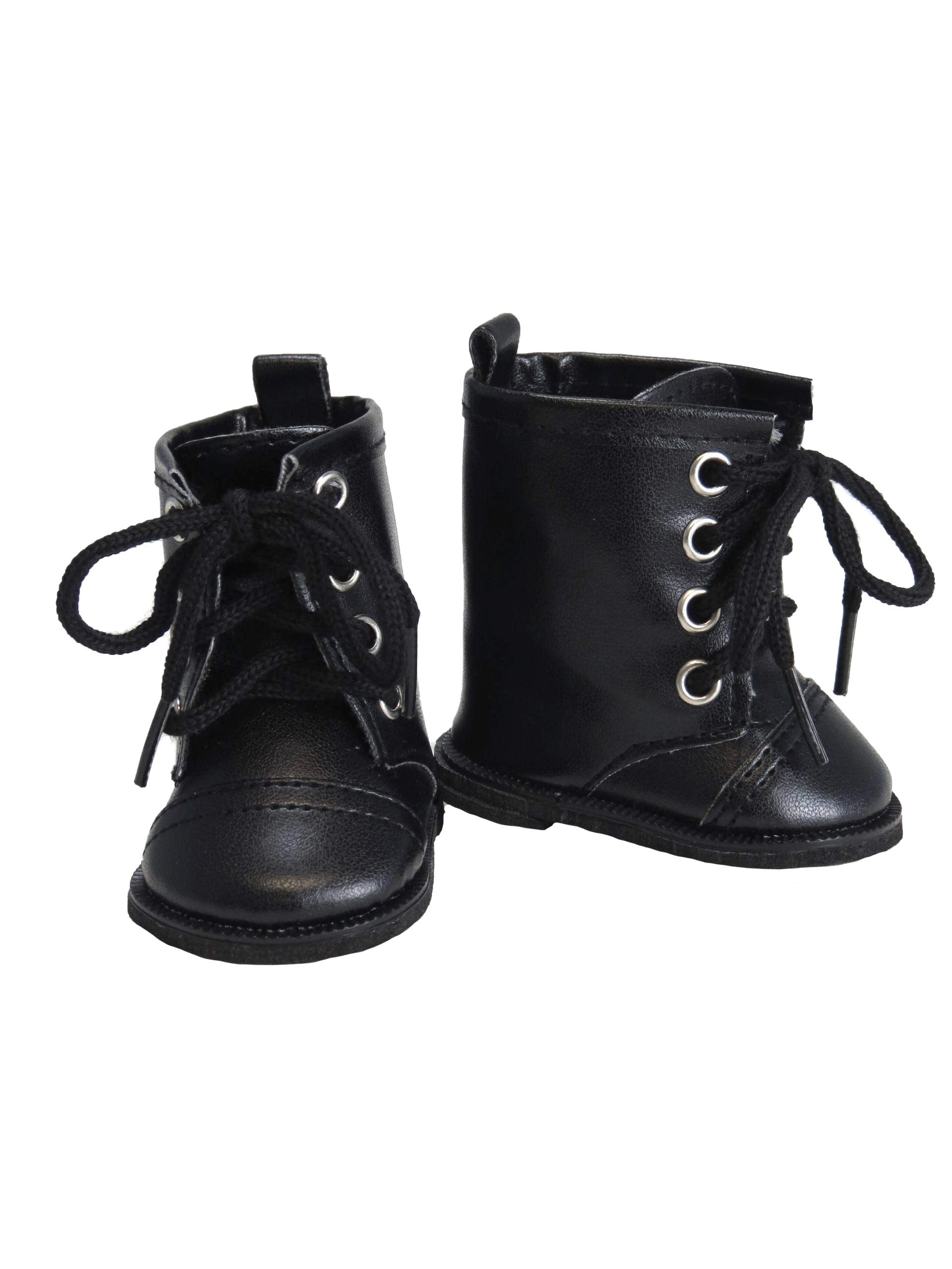 American Fashion World Black High Top Boots for 18-Inch Dolls | Premium Quality & Trendy Design | Dolls Shoes | Shoe Fashion for Dolls for Popular