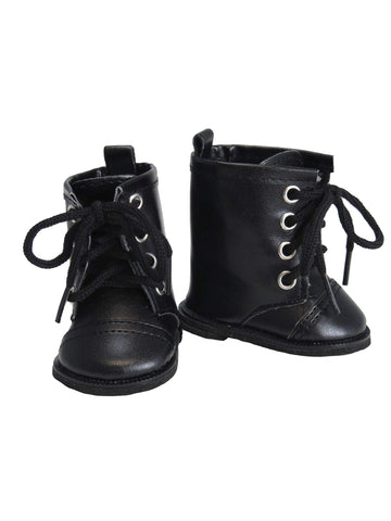 American Fashion World Black High Top Boots for 18-Inch Dolls | Premium Quality & Trendy Design | Dolls Shoes | Shoe Fashion for Dolls for Popular