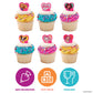 DecoPac Barbie Be The Future Rings, Pink Heart Shaped Cupcake Decorations Featuring Barbie and her Friends For Birthday Party And Celebrations - 24