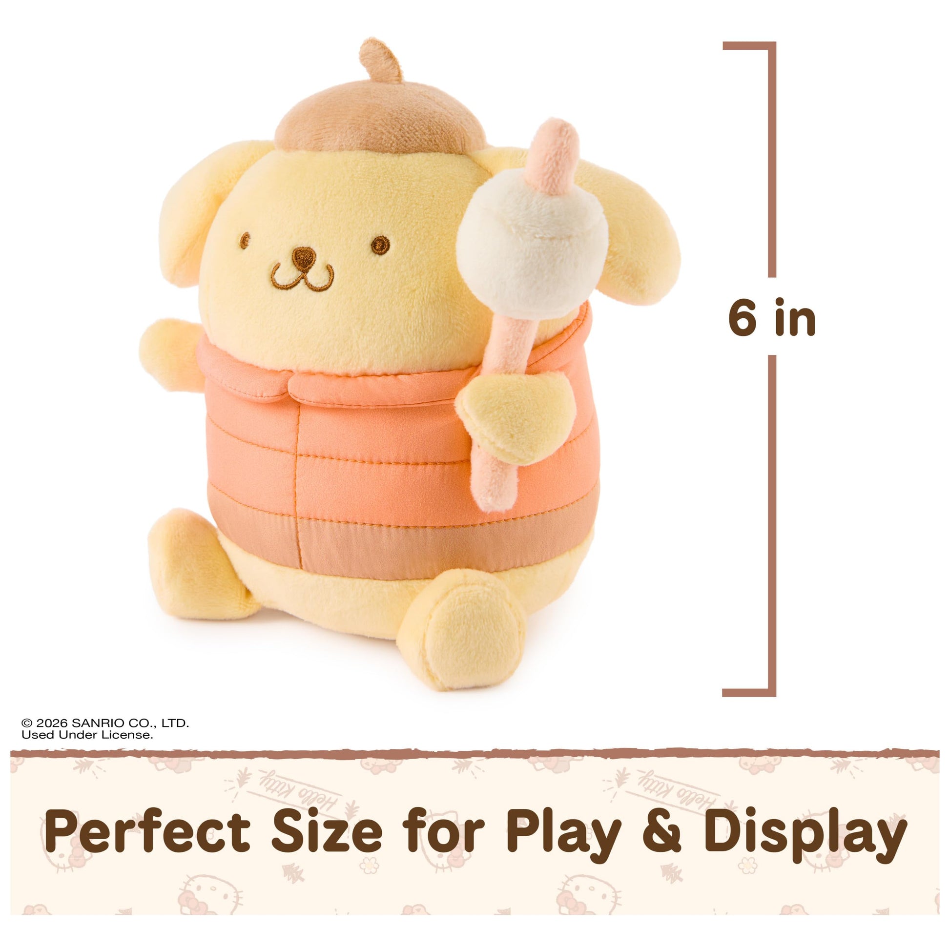 GUND Sanrio Pompompurin 6-Inch Plush Toy with Camping Outfit for Ages 1+