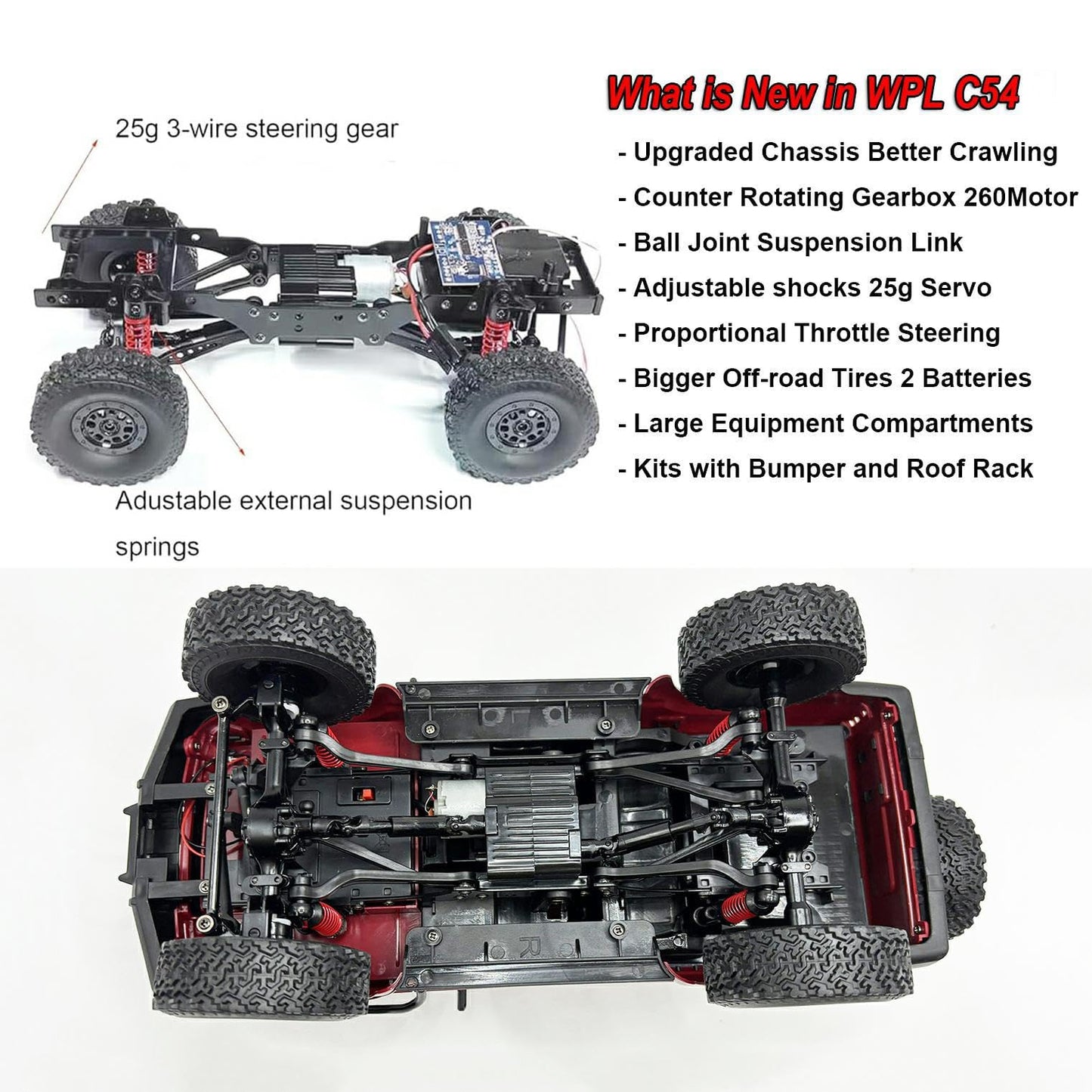 Apawband RC Rock Crawler 4x4 RC Truck WPL C54 1/16 RC Crawler RTR