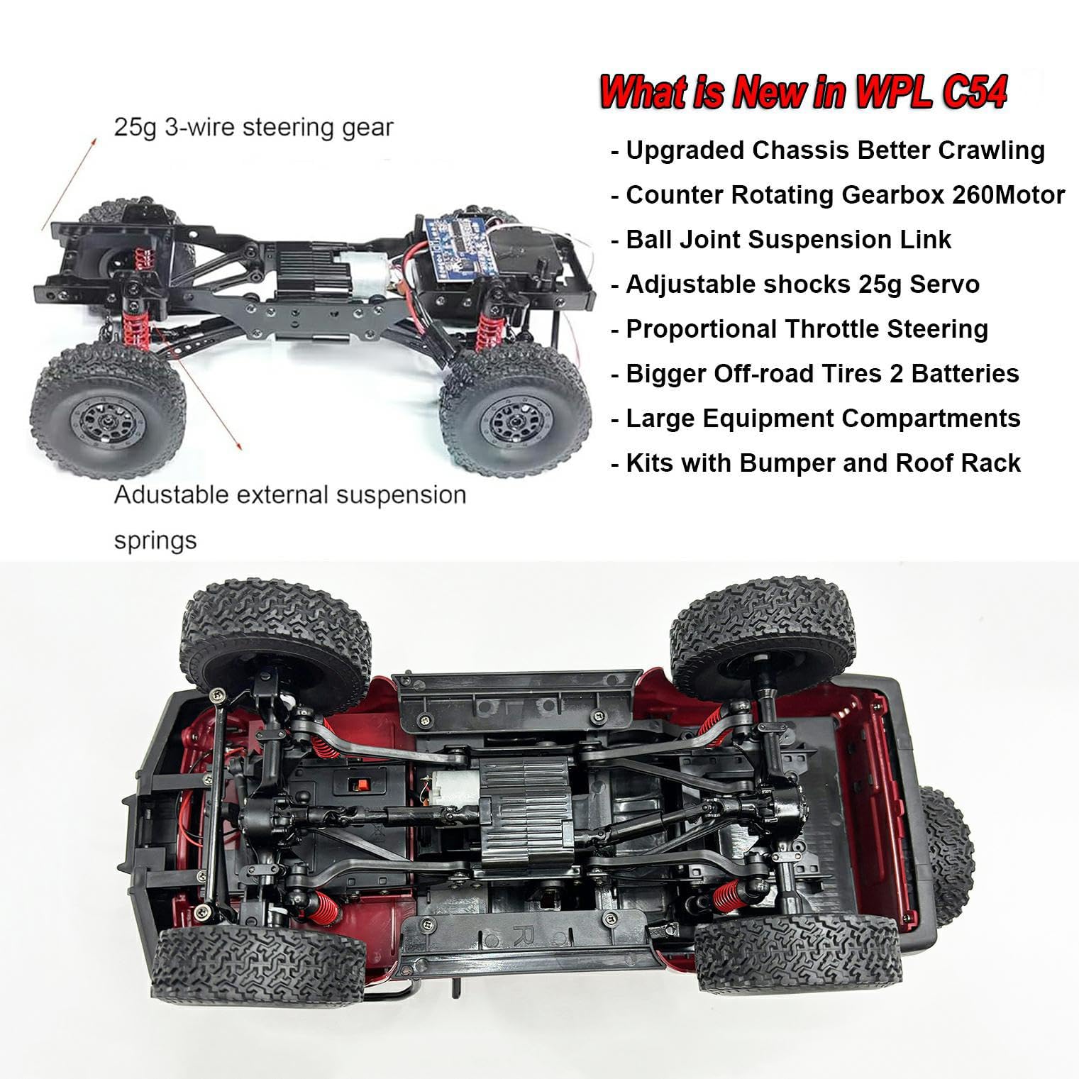 Apawband RC Rock Crawler 4x4 RC Truck WPL C54 1/16 RC Crawler RTR