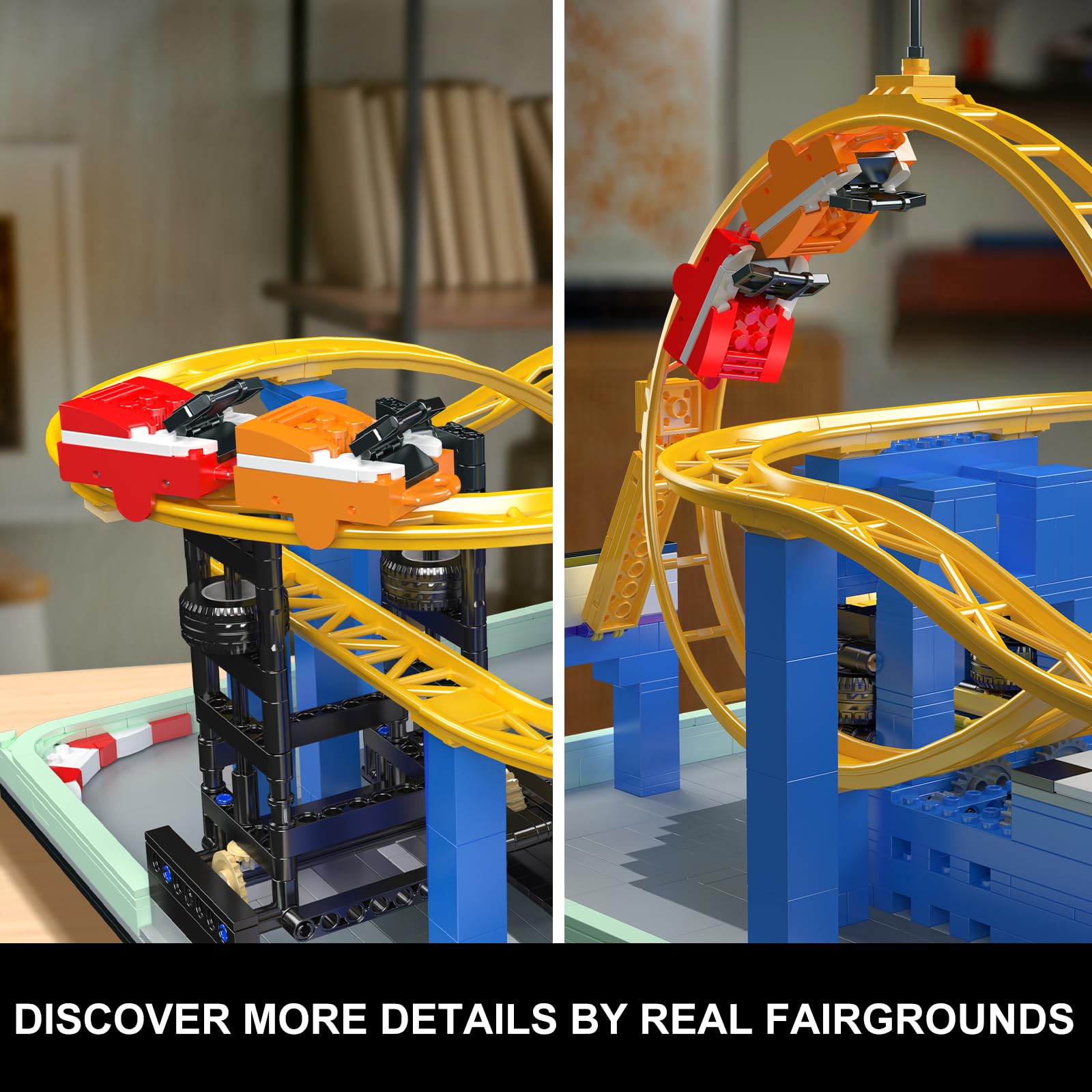 Mould King Roller Coaster Building Set, Large Amusement Park Coaster Model Kit with Motors, Whirlwind Coaster Creative Gift for Adults, STEM Toy Kit