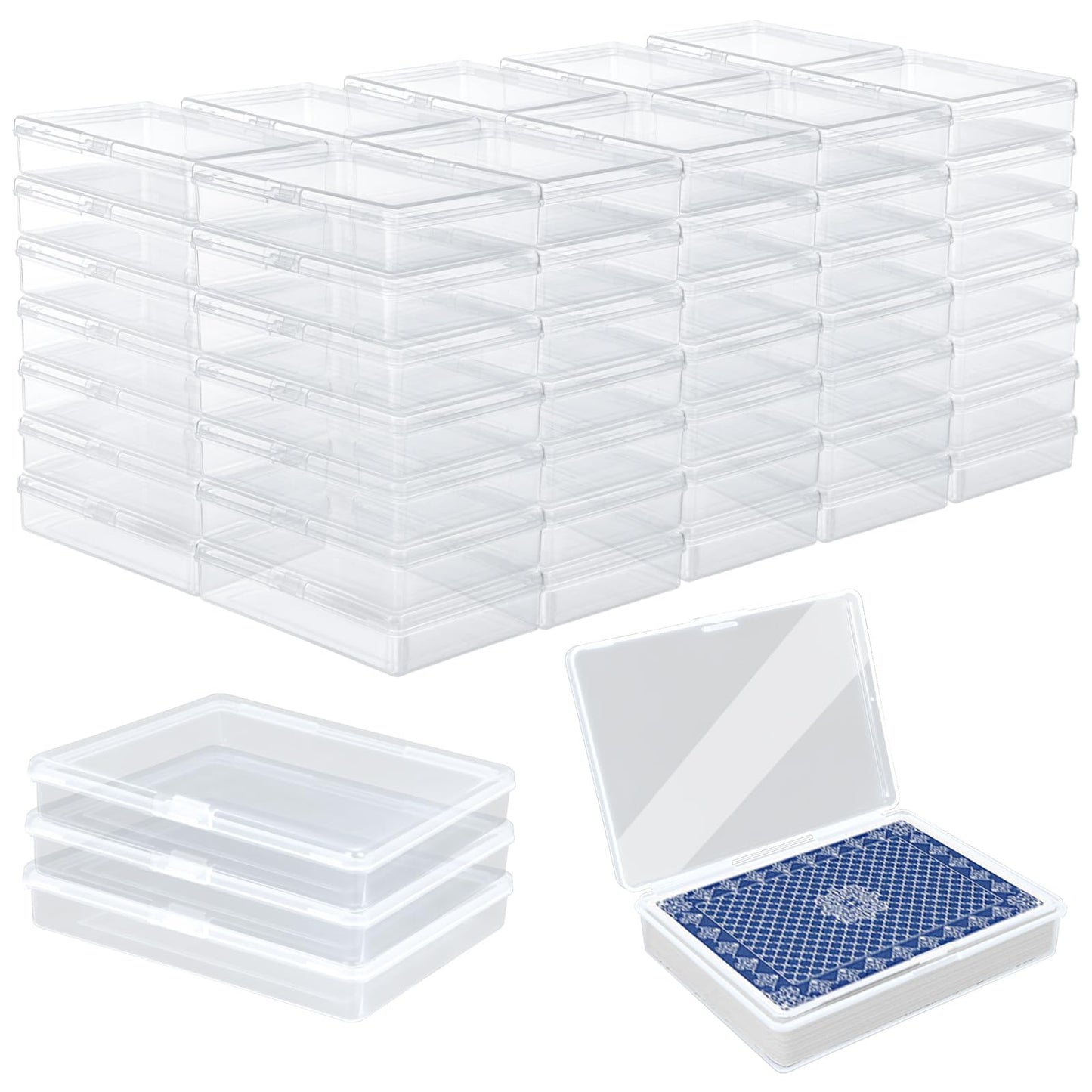 FVIEXE 24PCS Playing Card Case, 3.8 x 2.7 x 0.8 Inch Plastic Playing Card Box Clear Card Game Storage Organizer, Empty Standard Size Card Deck Cases
