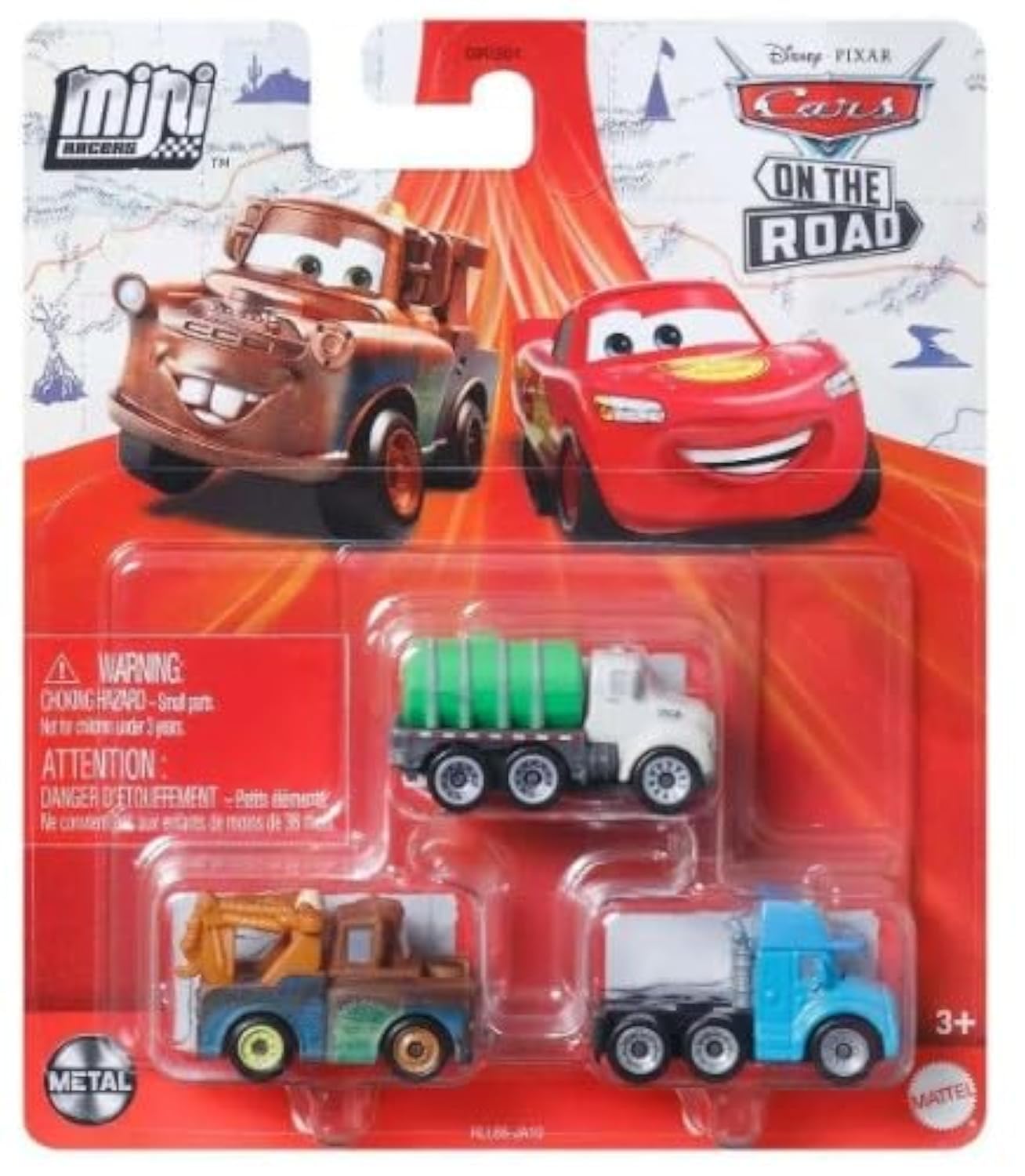Disney Cars Mini Racers 3-Pack (Erin Kindafast, Gray, Mater)