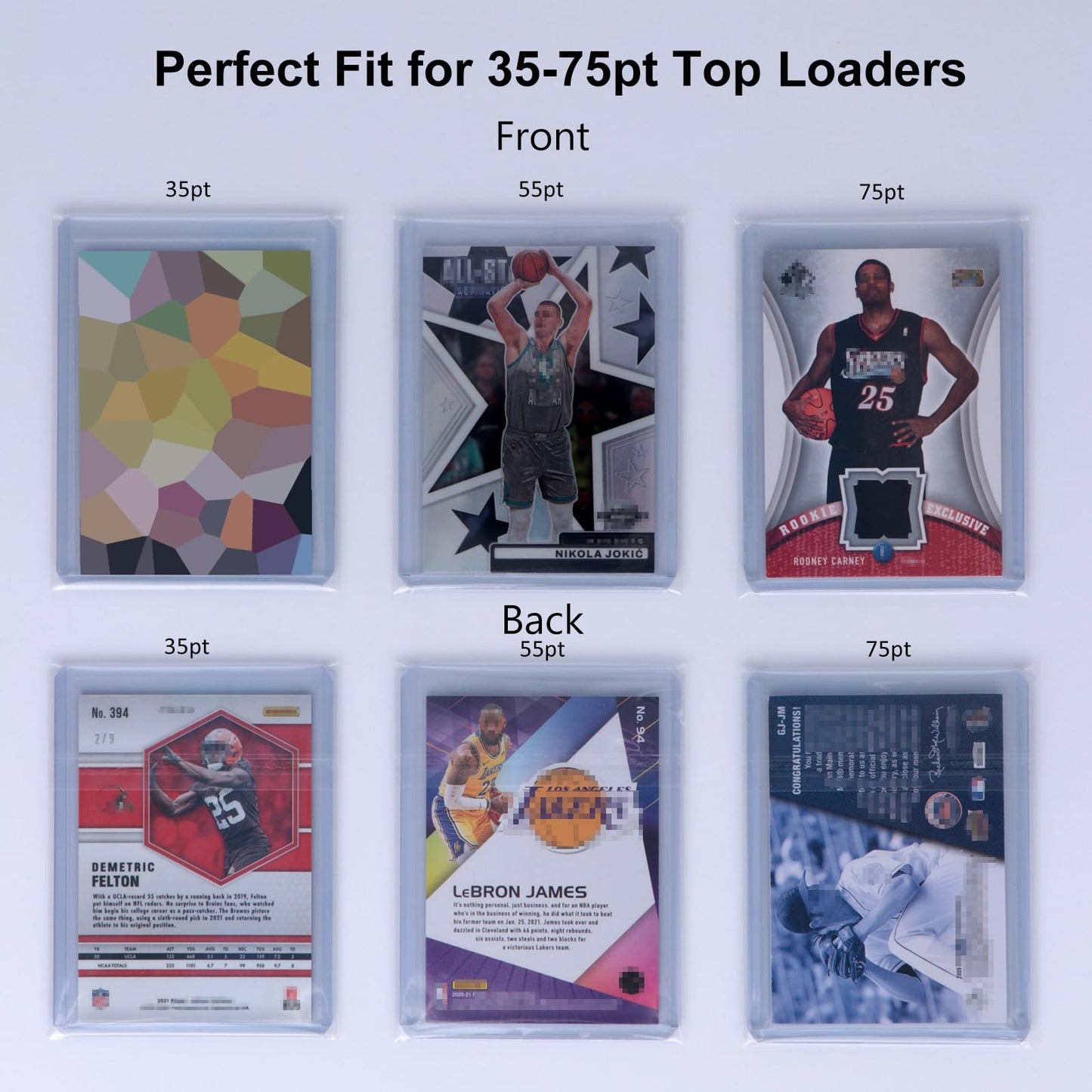 Rieton Top Loader Sleeves - Resealable Team Bags for 35-75PT Top Loader Cards (500pcs)
