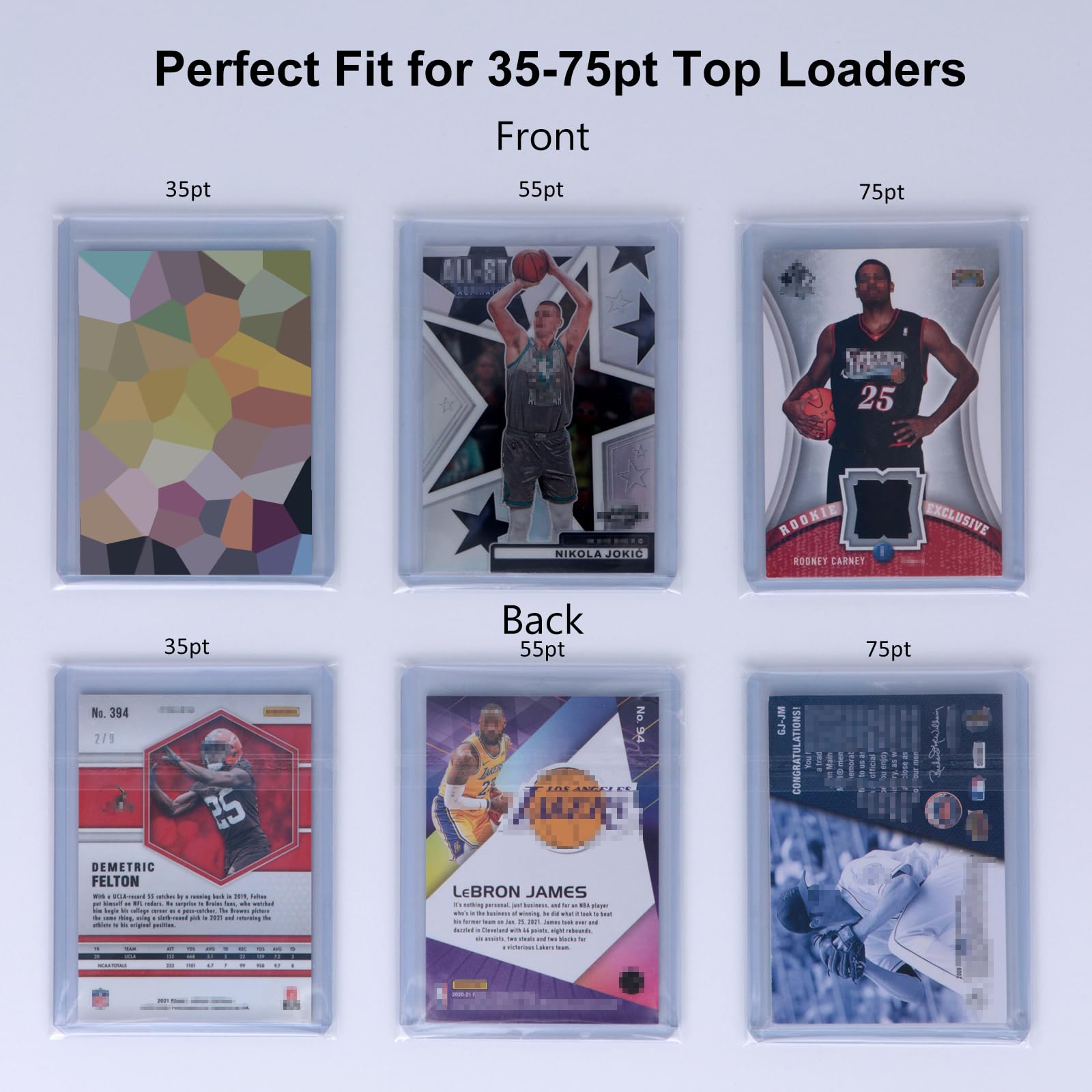 Rieton Top Loader Sleeves - Resealable Team Bags for 35-75PT Top Loader Cards (500pcs)