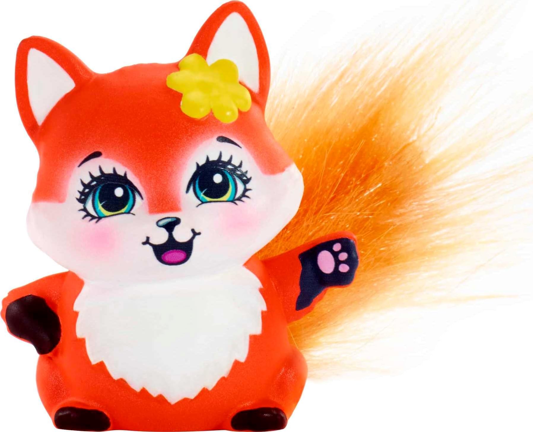 Mattel Enchantimals Felicity Fox Doll & Flick Figure, 6-inch small doll, with long brown hair, animal ears and furry tail, removable skirt and shoes