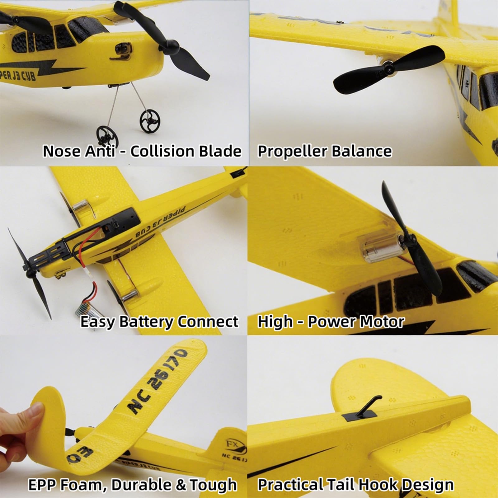 ynapmoc RC Airplane Toy, 2.4GHz RC Glider, Easy to Control, Gift for Boys and Beginners(Yellow)