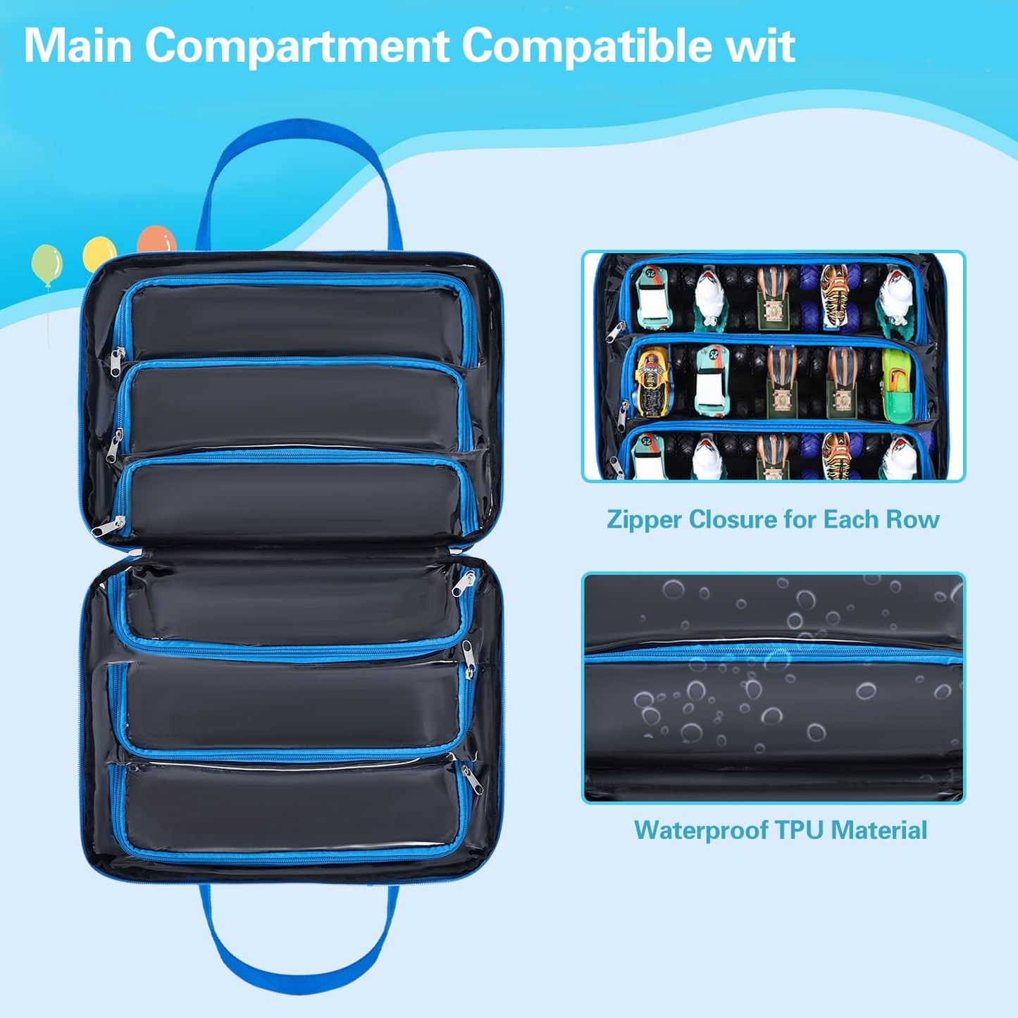 ZUIKAKU Carrying Case for 40 Monster Jam Trucks, Kids Toy Truck Storage Compatible with 40 Monster Jam Trucks, Holding for 1:64 Scale Monster Jam