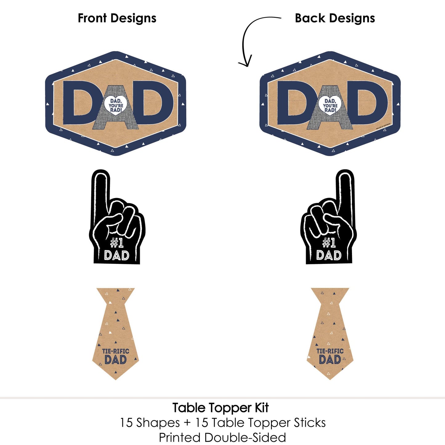Big Dot of Happiness My Dad is Rad - Father's Day Centerpiece Sticks - Table Toppers - Set of 15