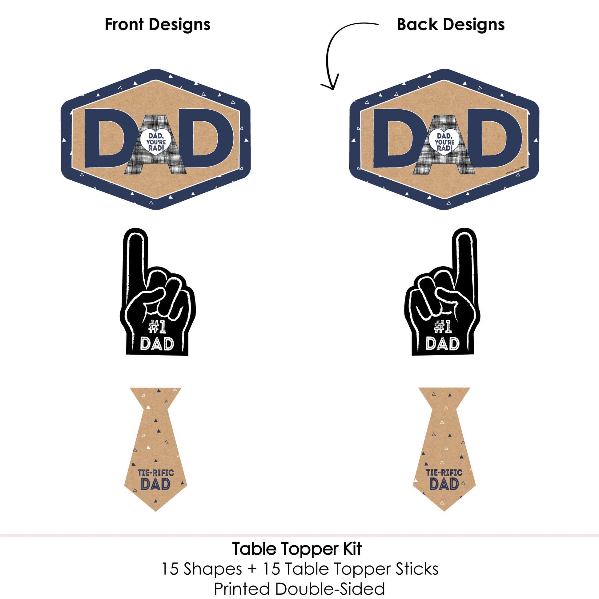 Big Dot of Happiness My Dad is Rad - Father's Day Centerpiece Sticks - Table Toppers - Set of 15