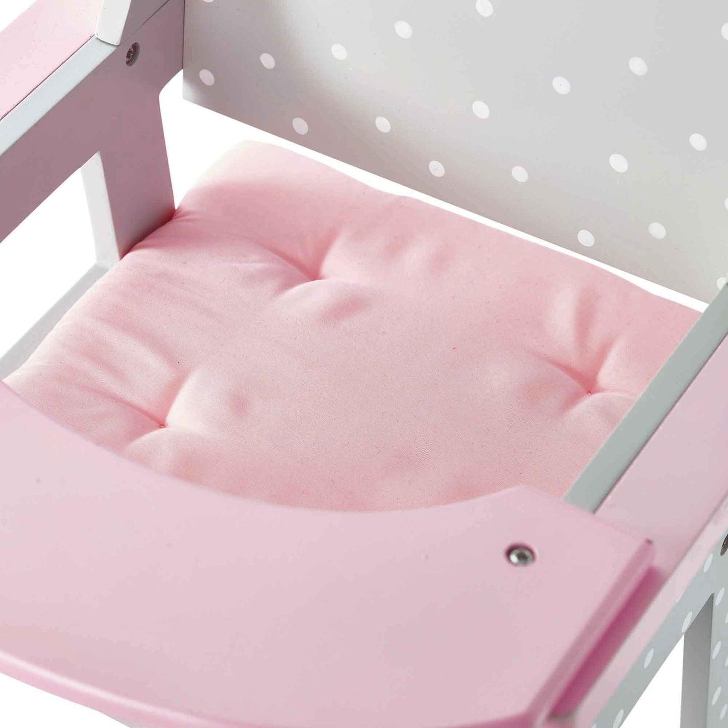 Olivia's Little World Doll High Chair for Baby Dolls, Wooden Doll Play Furniture with Pastel Polka Dot Princess Print & Fabric Seat for 16" to 18"