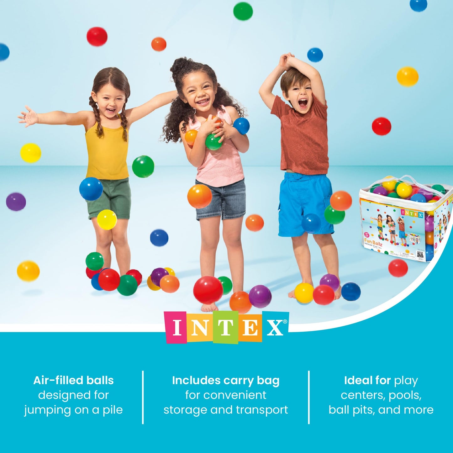 Intex "Phthalate Free" EP Version Fun Ballz Pit 100 Ball Pack with carry bag