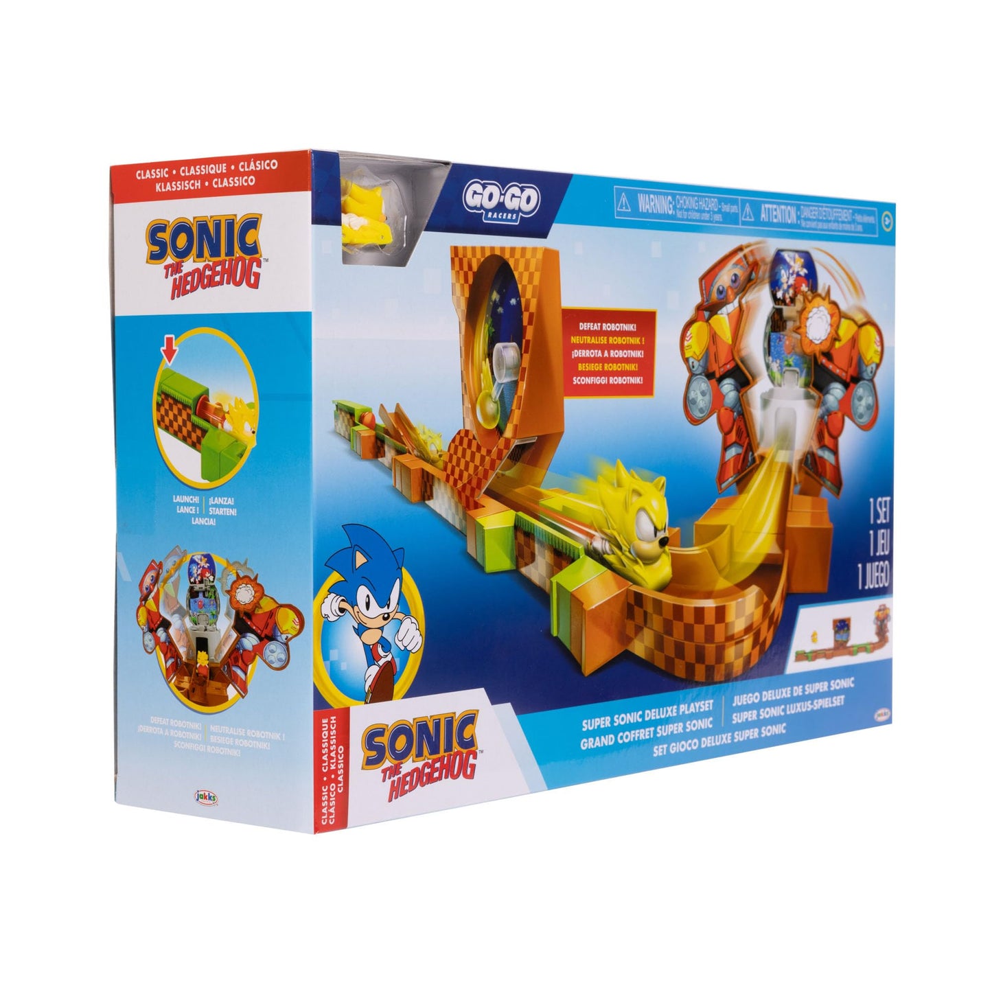 Sonic The Hedgehog Go Go Racers Deluxe Playset with Diecast Super Sonic Figure, Combine with The Sonic Adventure Playset