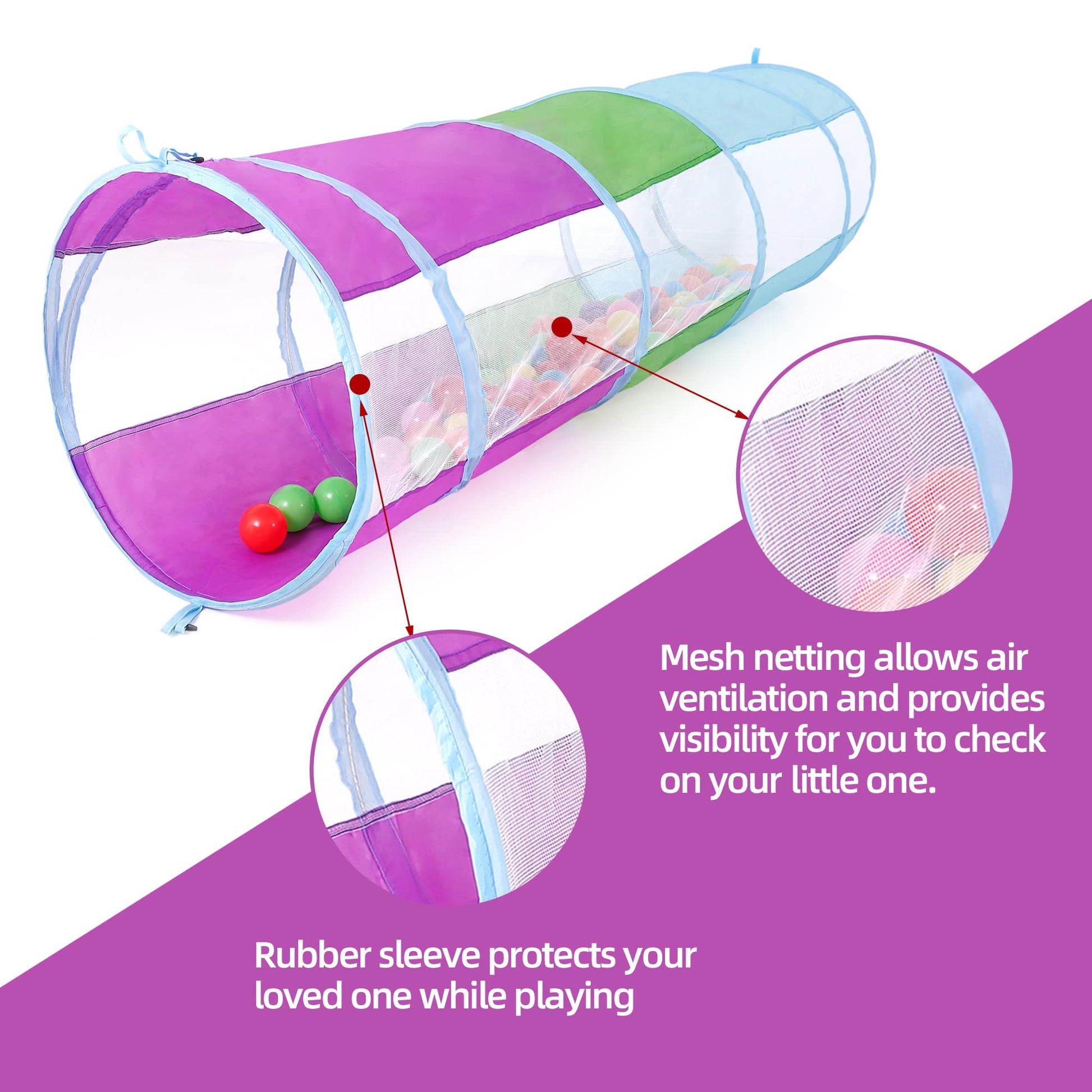 Play Tunnel for Toddlers 1-3, Tunnel for Kids to Craw Through Sensory Toys for 1 Year Old Boy Girl Babies Kids, Indoor Outdoor Great for Motor