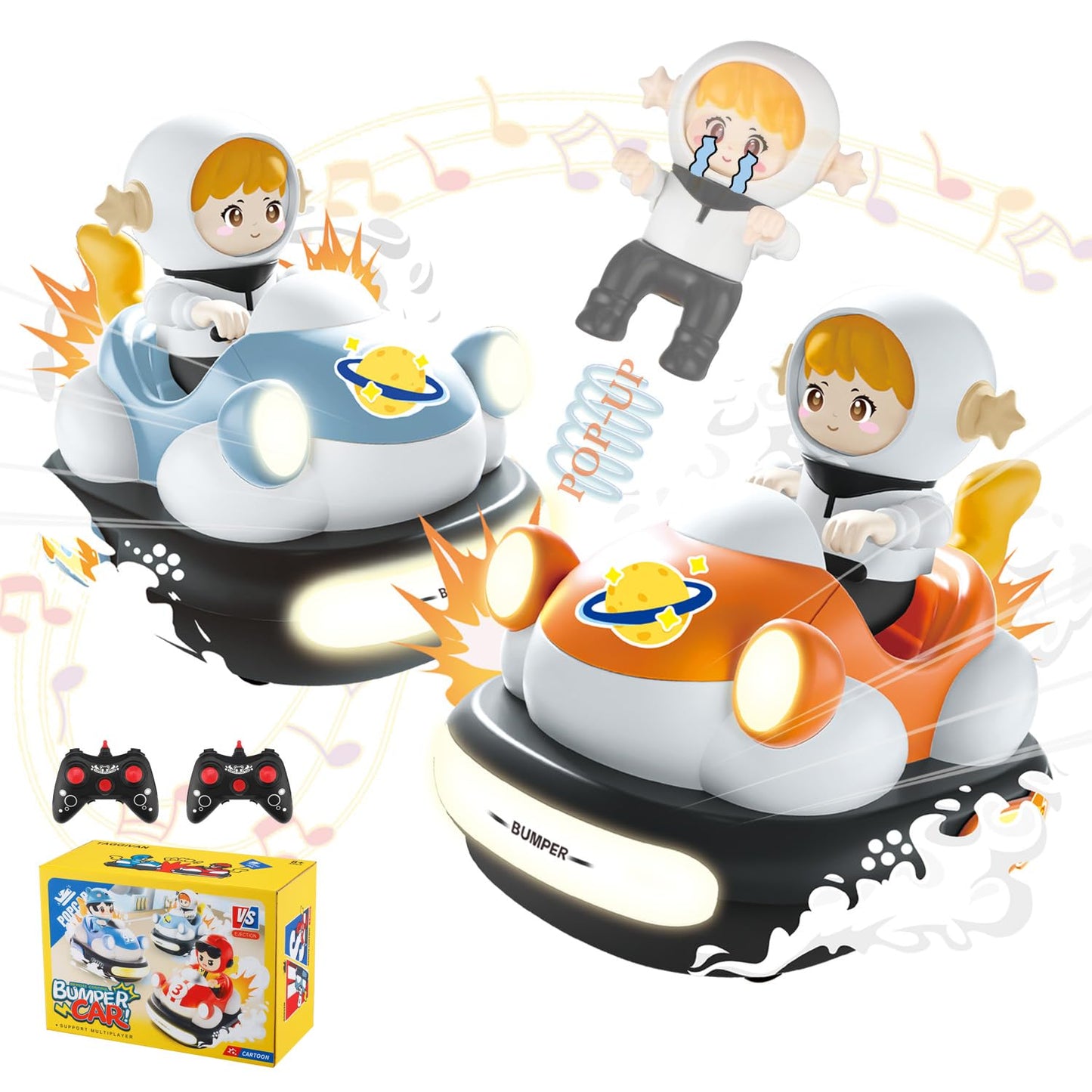 TAGGIVAN Remote Control Bumper Cars, 2 Cars Set, RC Battle Game for Kids
