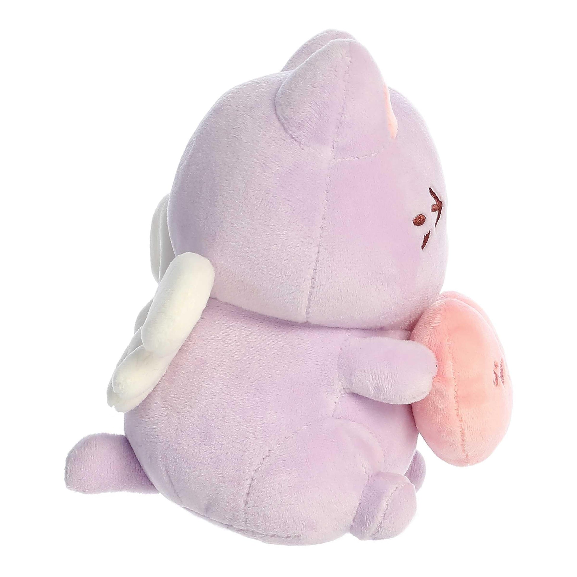 Aurora Enchanting Tasty Peach Candy Heart Meowchi Stuffed Animal - Bright & Colorful Design - Showpiece Plush - Lavender 7 Inches
