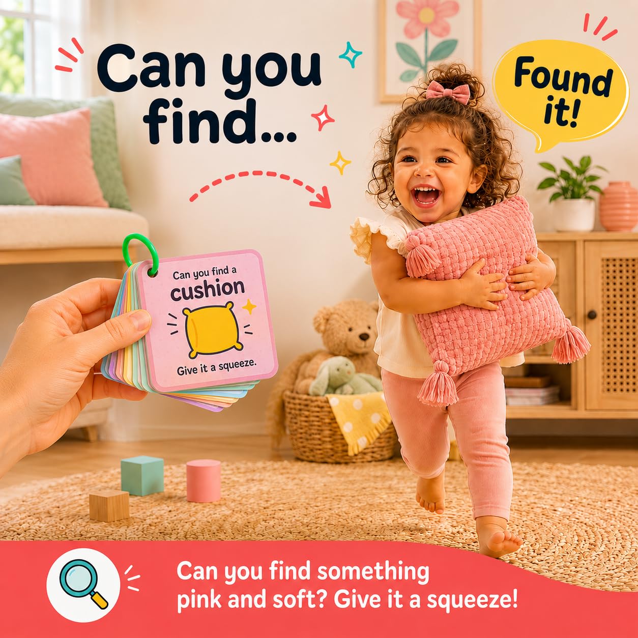 Tiny Mind Club Indoor Scavenger Hunt Cards for Toddlers Ages 3-5, Screen-Free Montessori Learning Game & Educational Flash Cards, At-Home Activity, 20
