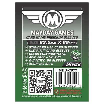 MayDay Games Premium Card Sleeves - 50 Count, Clear 90 Micron Thickness, Medium MTG Size (63.5 x 88 mm), Compatible with Magic: The Gathering & More