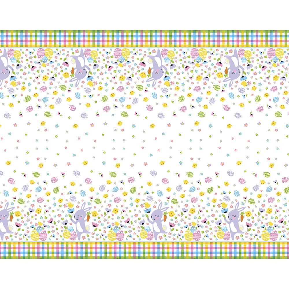 Colorful Plaid Easter Rectangular Plastic Table Cover | 54" x 84" | 1 Pc