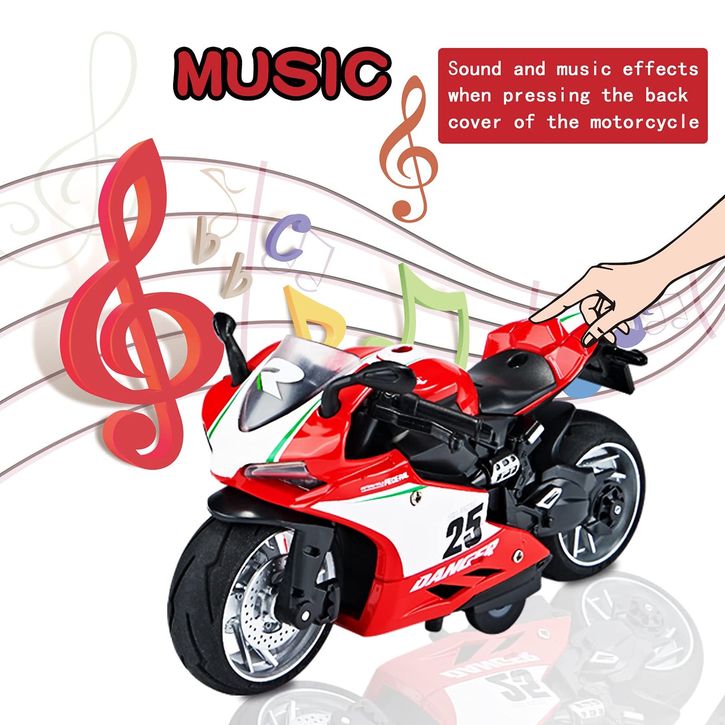 CYYSFIVQZ Toy Motorcycle,Pull Back Motorcycle Toy with Sounds and Lights,1:12 Scale Motorcycle Model Toy for Kids, Pull Back Vehicle for Age 3+ Year
