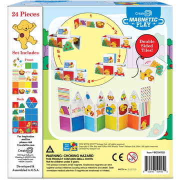 CreateOn Fun with Spot Magnetic Tiles, Building Set for Kids, Magnetic Tiles, Kids’ Building Toys, STEM Toys for Boys and Girls Ages 3+, 24-Piece Set