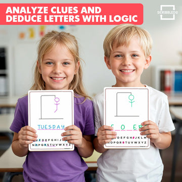 SCRIBBLEDO Hangman Board Game 9”x12 Dry Erase Double-Sided Whiteboard with Blank Writing Surface Hang Man Games Reusable Portable Erasable Hangman