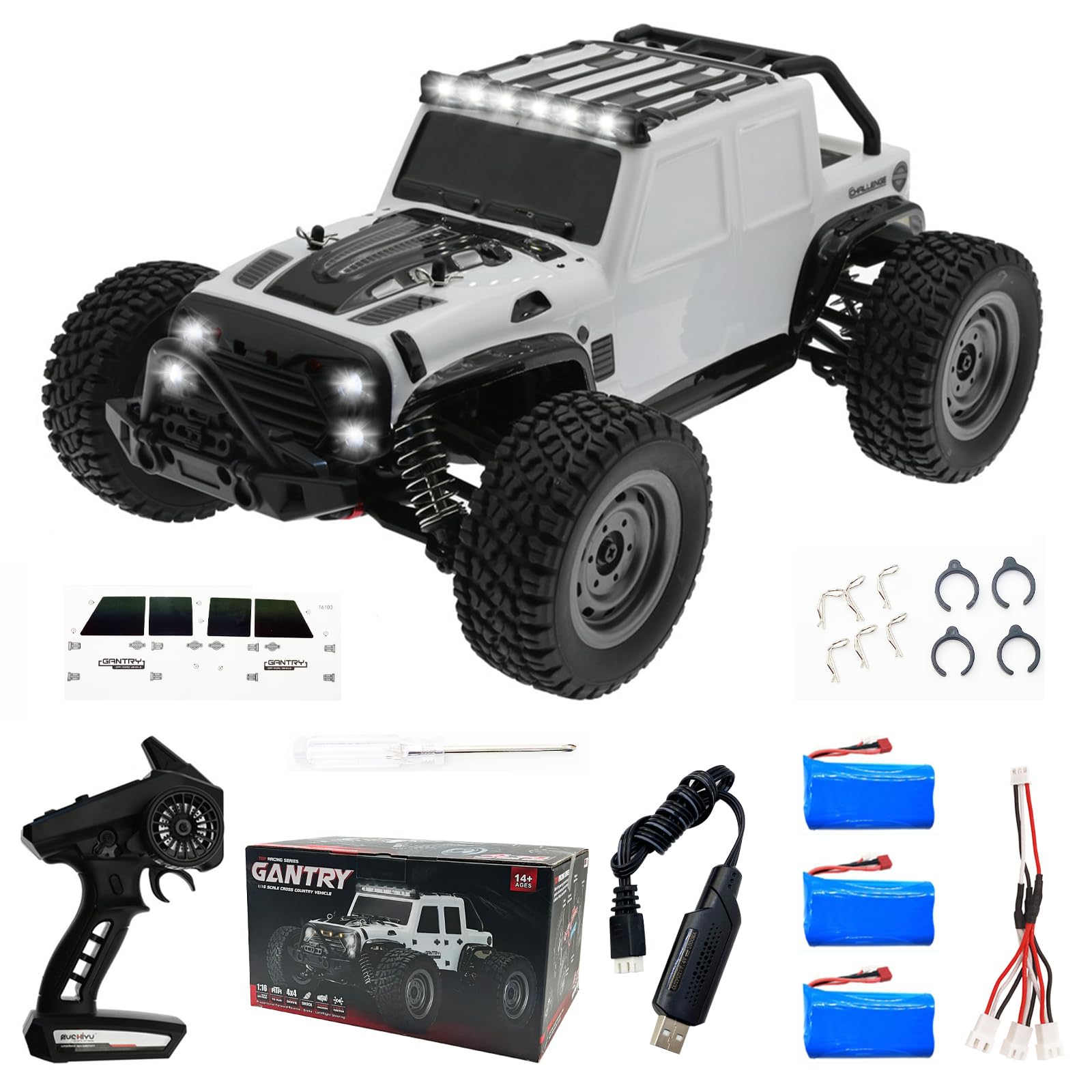 LEOSO SCY16103 1/16 Rc Car 4X4 RC Truck 35 Km/h RC Cars 2.4GHz 4CH 4WD 390 Class Motor Remote Control Truck with 3 Rechargeable 1500mah Batteries