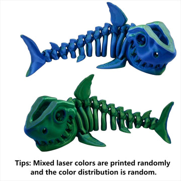 3D Printed Shark Toy - Cool Great White Shark Animal Figure Toys with Fun Movable Skeleton Design Fidget for Desk Decor and Pet Collectors(Laser