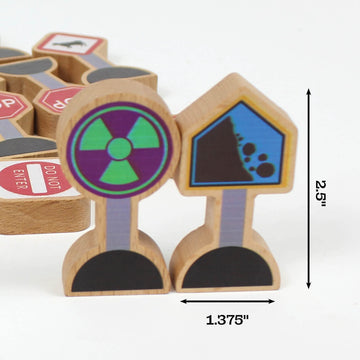 15 Pieces - Wooden Traffic Signs For Kids - Zany Street Signs for Play Mats, Toy Trains and Cars - Wooden Street Signs Road Signs - Educational