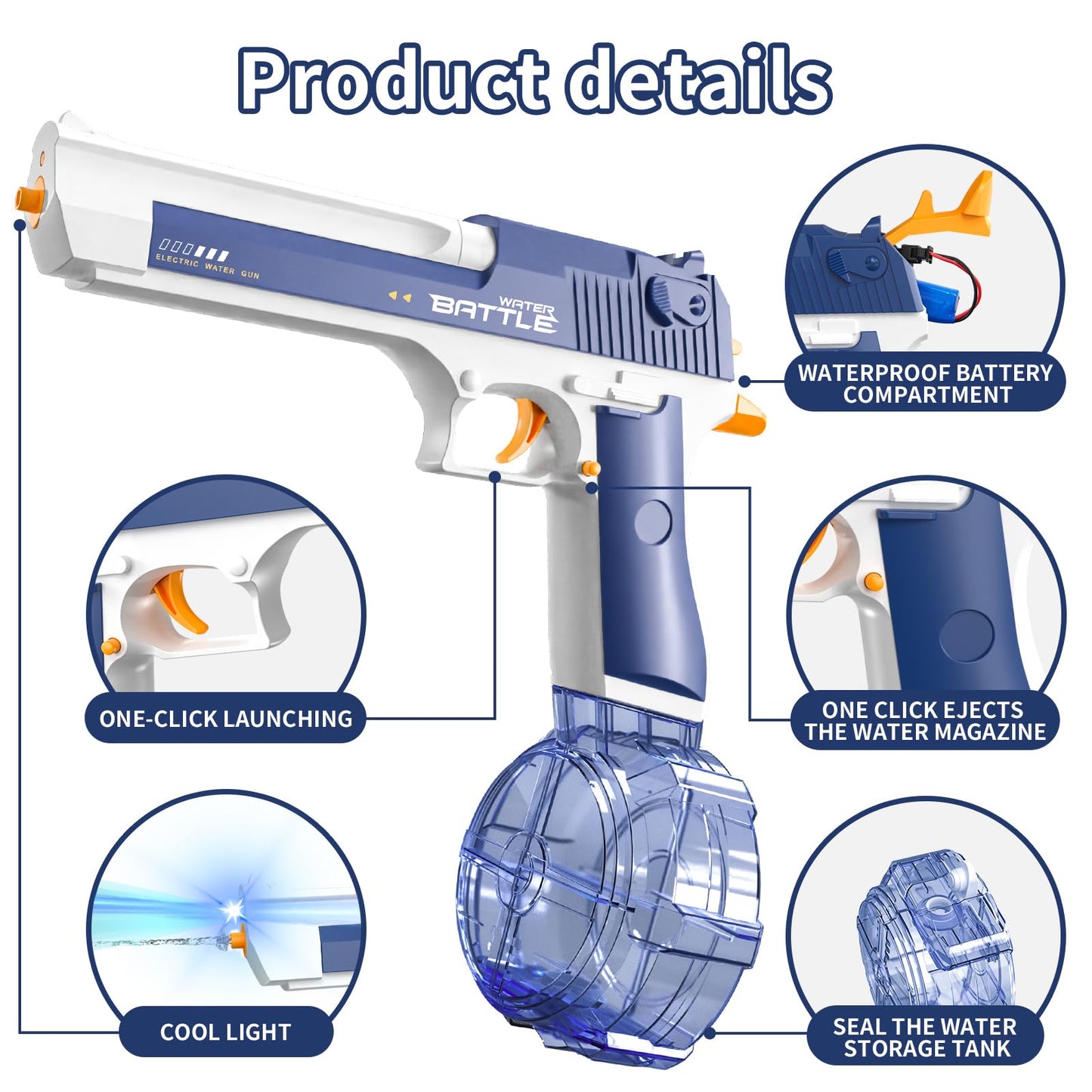 Snowall Electric Water Gun with Long Range,Automatic Squirt Gun for Kids and Adults, Long Distance Water Pistol for Pool Beach Outdoor Play