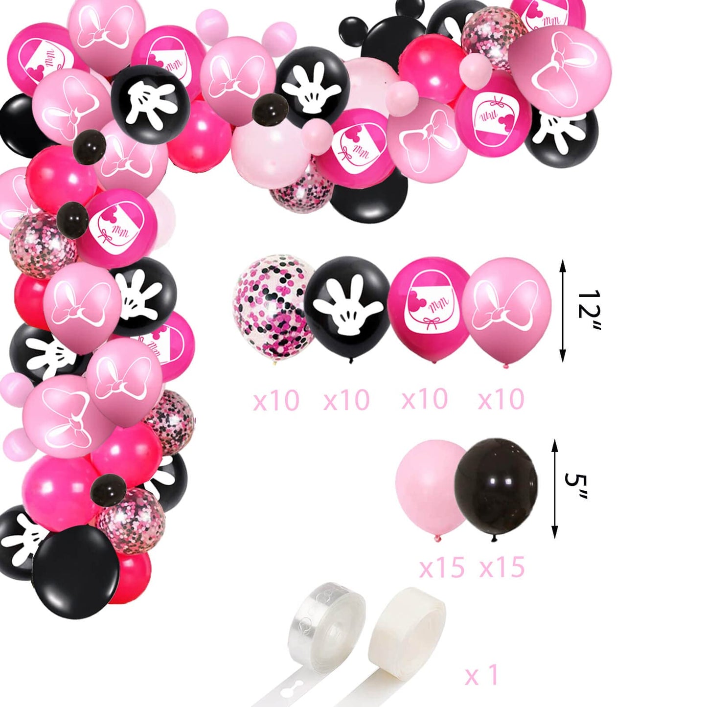 185 Pcs Pink 1st Birthday Party Decorations, Girls Onederful Balloons Arch Garland Kit, Pink Cartoon Onederful Backdrop, TableCloth, Tableware