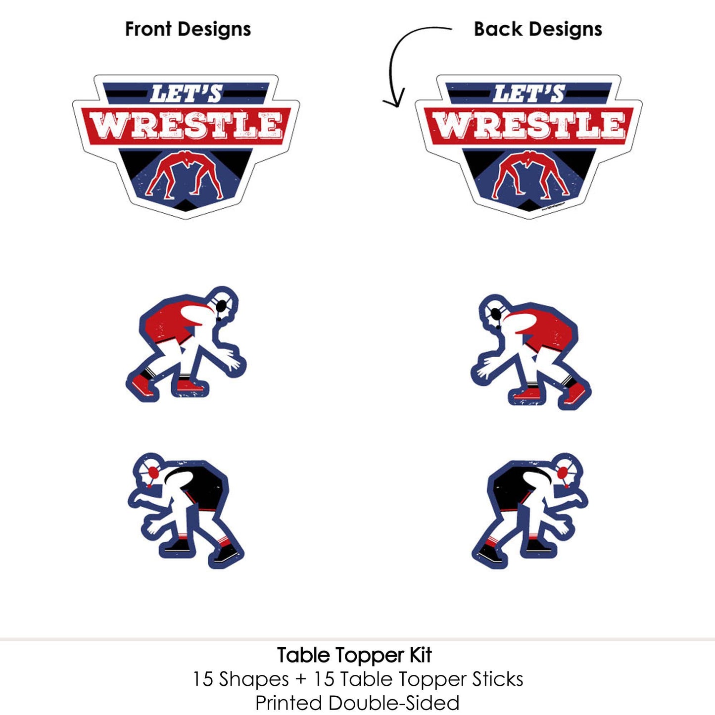 Big Dot of Happiness Own the Mat - Wrestling - Birthday Party or Wrestler Party Centerpiece Sticks - Table Toppers - Set of 15