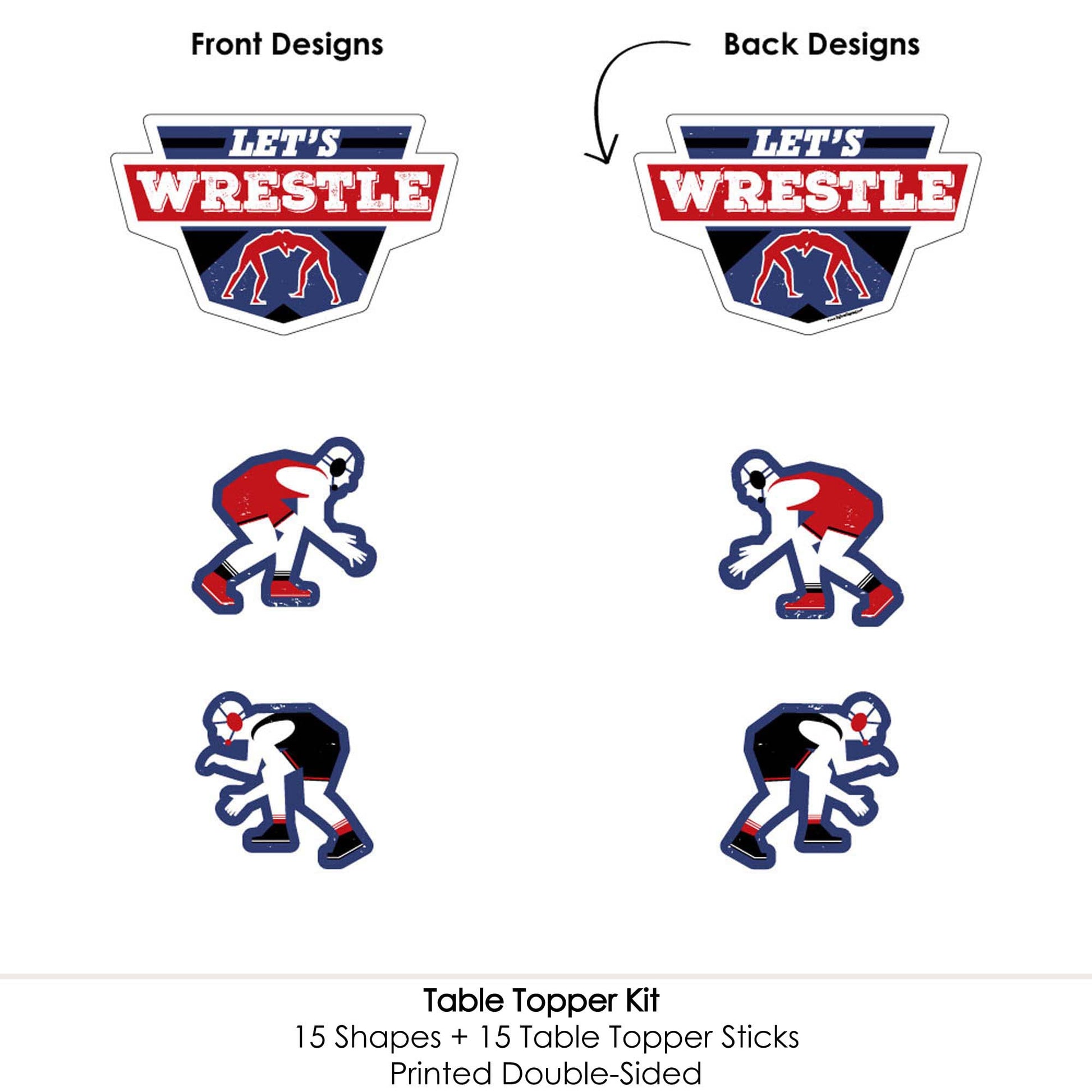 Big Dot of Happiness Own the Mat - Wrestling - Birthday Party or Wrestler Party Centerpiece Sticks - Table Toppers - Set of 15