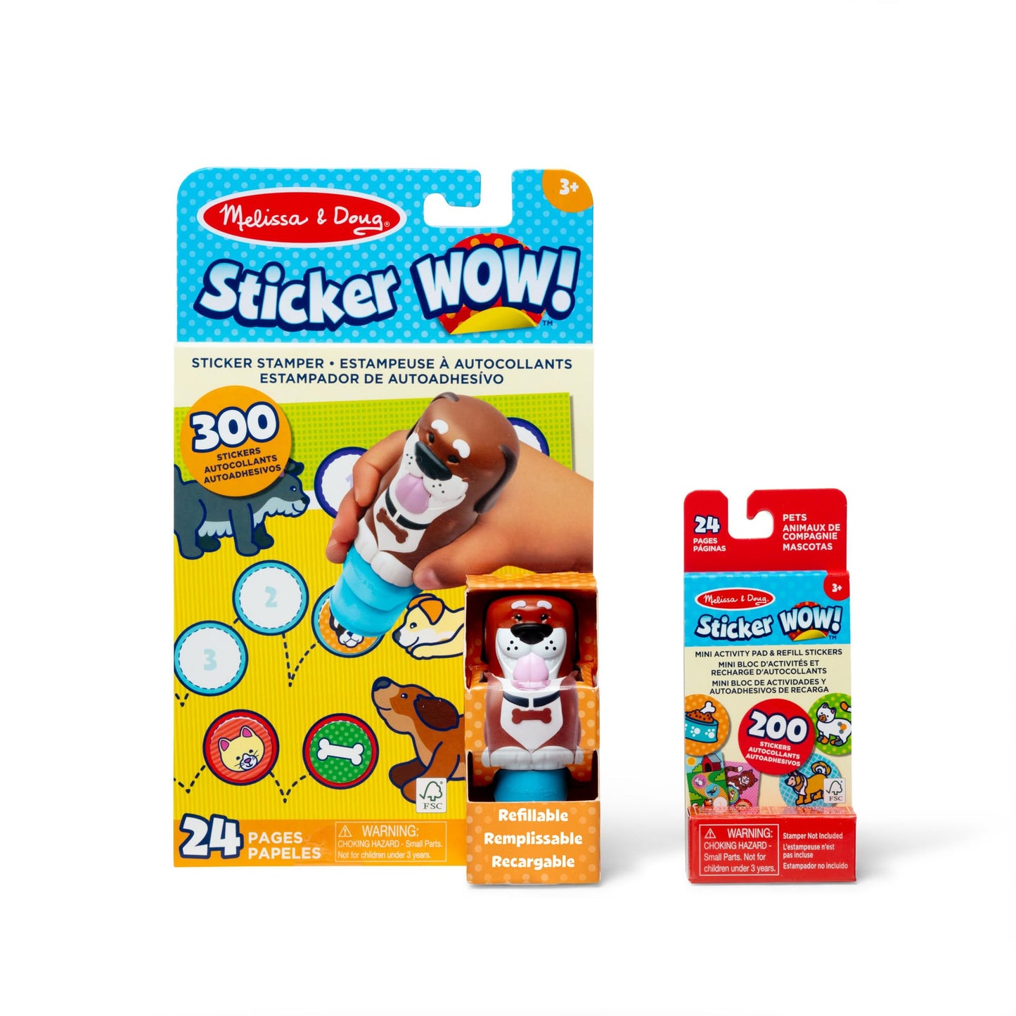 Melissa & Doug Sticker Wow!™ Dog Bundle: 24-Page Activity Book, Refillable Sticker Stamper, Mini Pad, 500 Stickers, Arts and Crafts for Kids Ages 3+