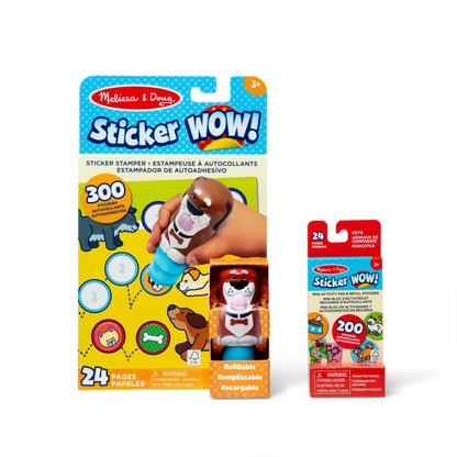 Melissa & Doug Sticker Wow!™ Dog Bundle: 24-Page Activity Book, Refillable Sticker Stamper, Mini Pad, 500 Stickers, Arts and Crafts for Kids Ages 3+