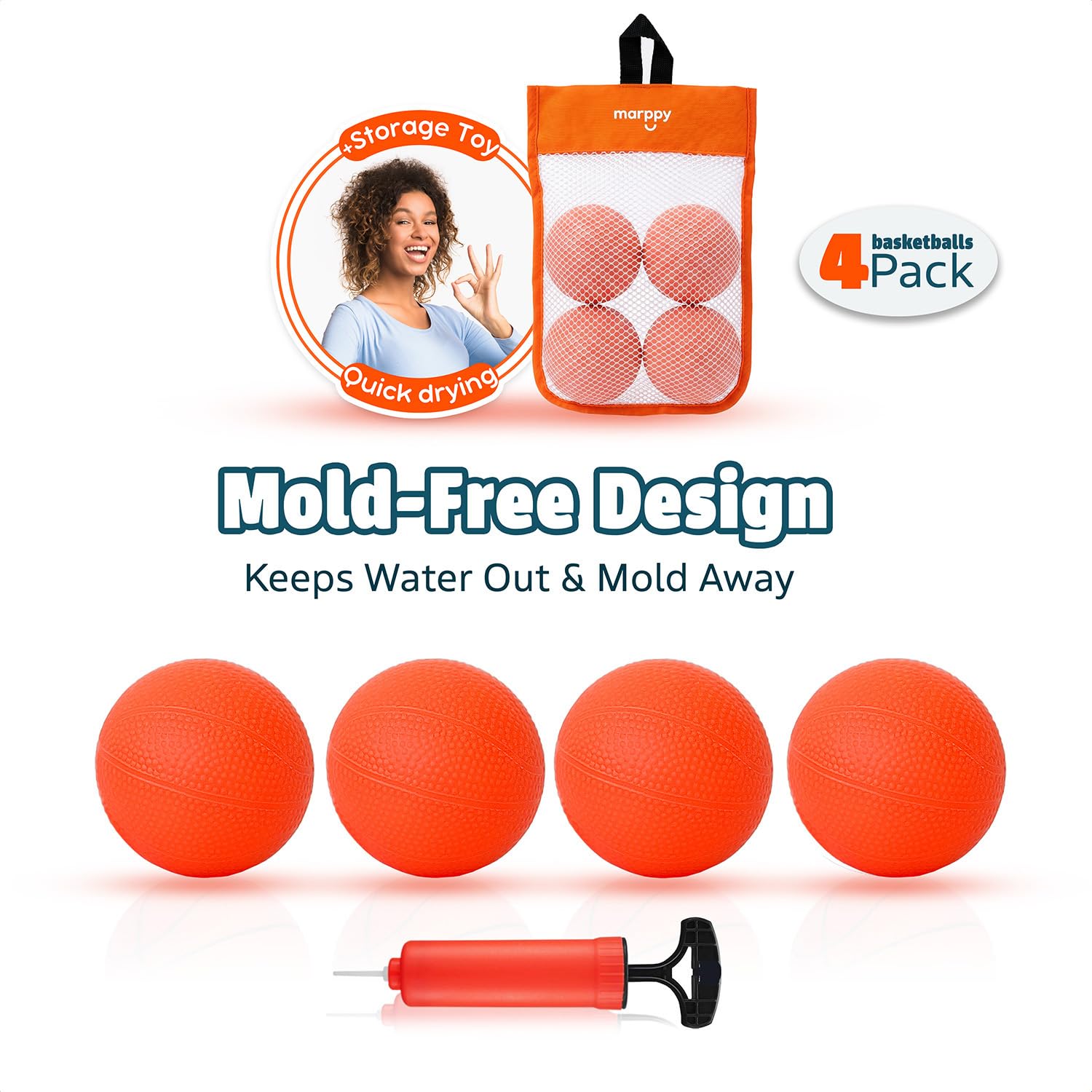 Bath Toys - Bathtub Basketball Hoop for Toddlers Kids with 4 Mold-Free Balls and Strong Suction Cups Basketball Hoop | Toddler Shower Toys and Fun