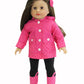American Fashion World Pink Polka Dot Raincoat for 18-Inch Dolls | 5 Piece Set | Premium Quality & Trendy Design