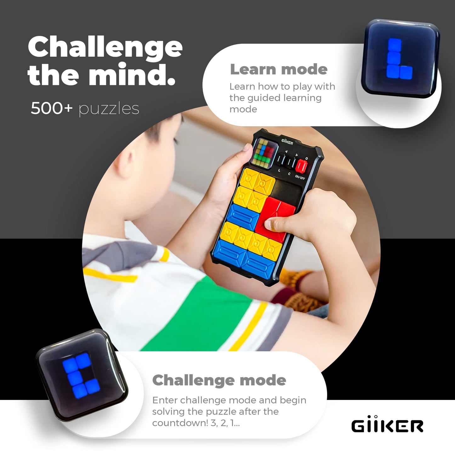 GiiKER Super Slide Puzzle Game, 500+ Challenges, STEM Toy for Ages 6+