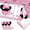 XXDecor 4 Pcs Pink Cartoon Table Cloths - Happy Birthday Disposable Plastic Rectangular Tablecovers for Baby Shower Girls 1st 2nd 3rd 4th 5th 6th