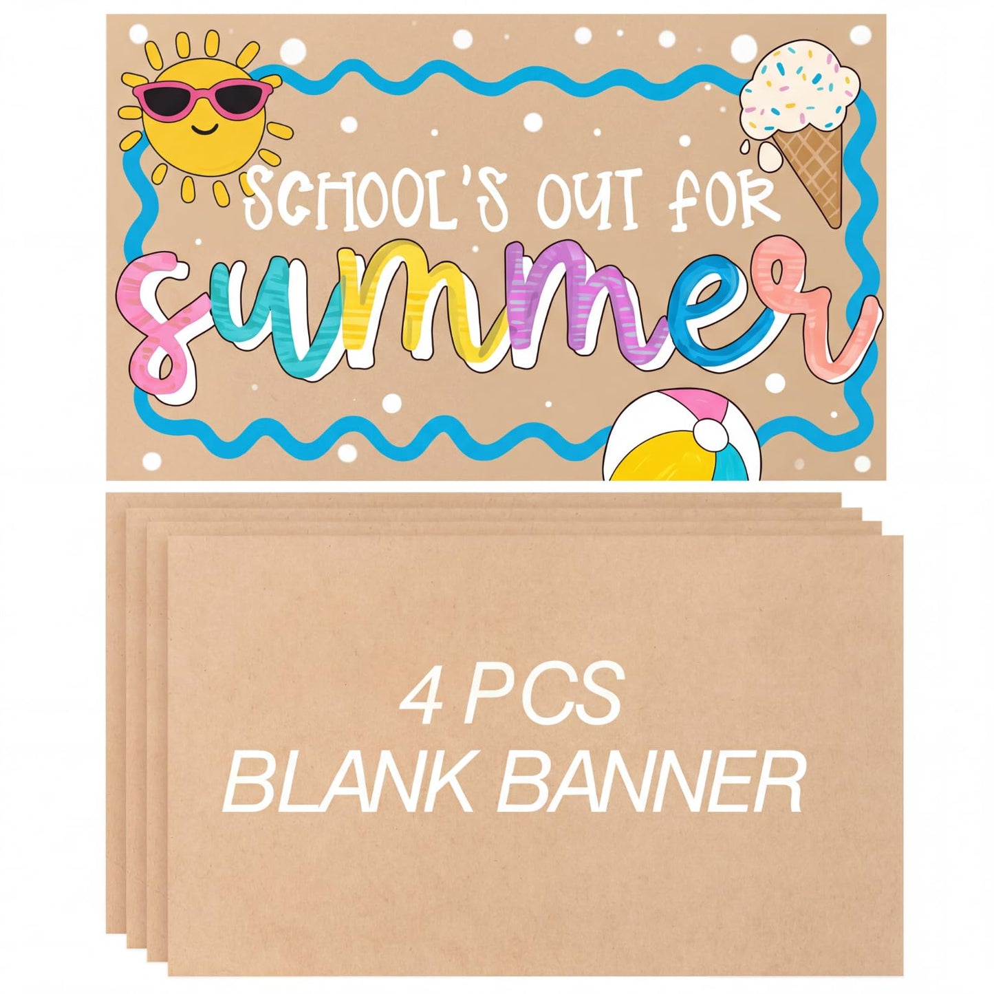 Tatuo 4 Pcs 36" x 60" Large Blank Brown Paper Banners for Teacher Appreciation Poster Crafts Decoration 120gsm Thick Kraft Paper Banner for Summer